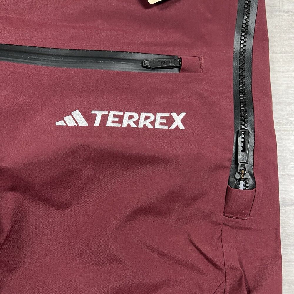adidas Burgundy Ski Bib Pants with Black Straps - Picture 15 of 15